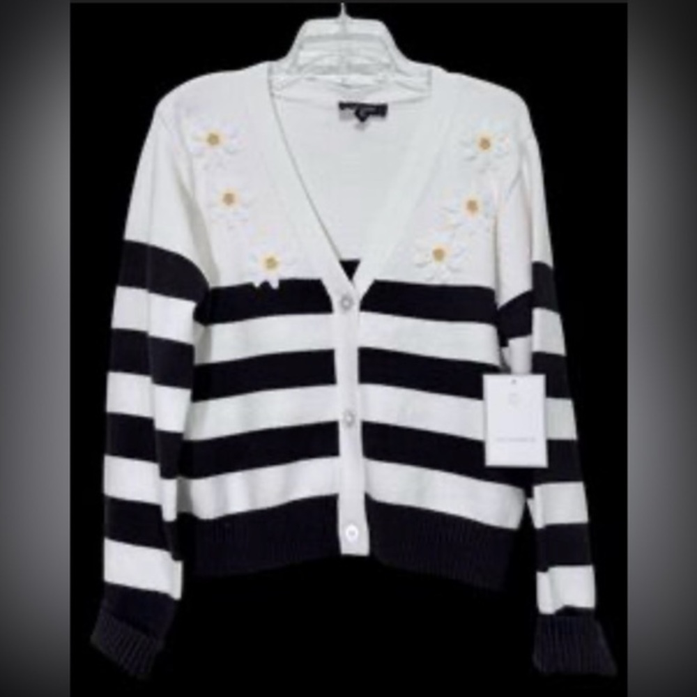NWT Calligraphie by Anthropologie Cardigan Daisy 🌼 Women’s Sz L